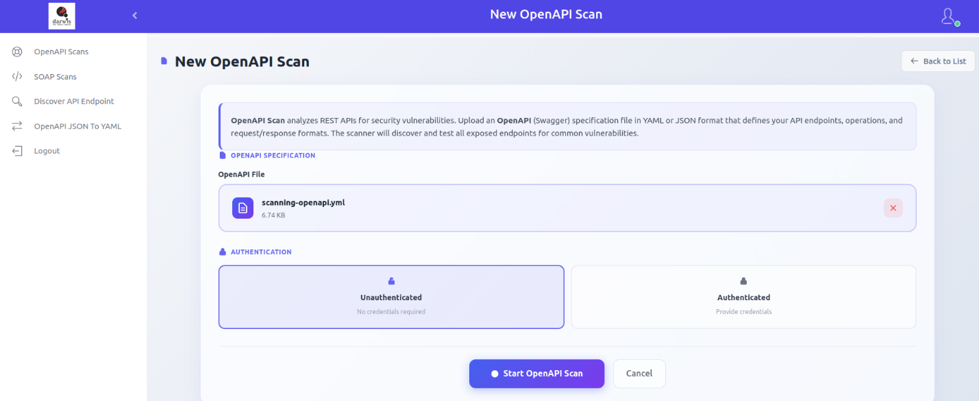 Unauthenticated scan