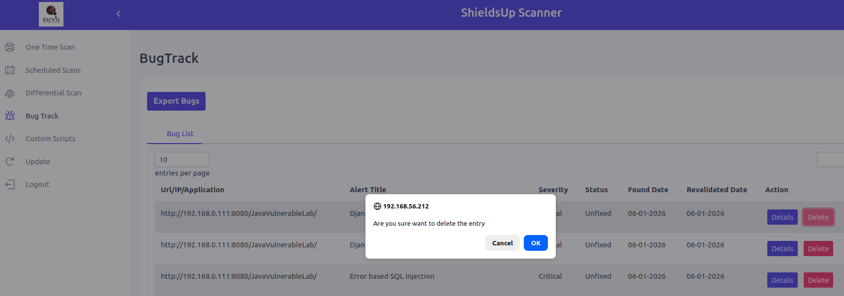 BugTrack - ShieldsUp Scanner